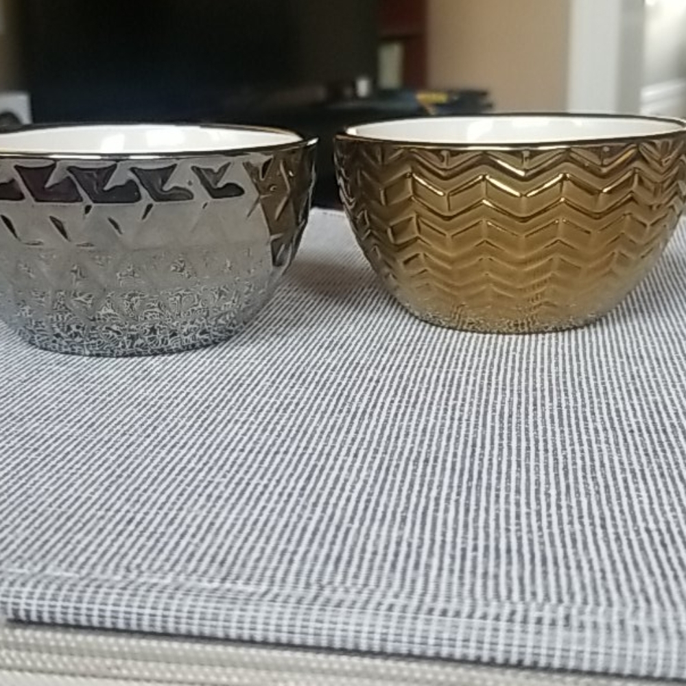 2 pc anthropologie gold silver bowls